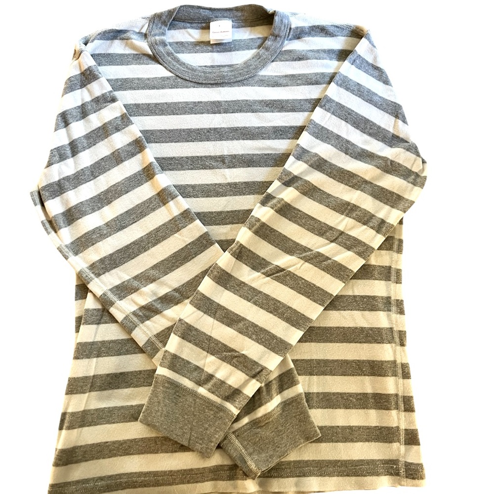 EUC - Hanna Andersson Pajama Shirt - Size Unisex Small, Heather Gray Stripe